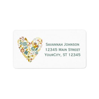 Autumn Boho Floral Heart Custom Address Labels by WillowTreePrints at Zazzle
