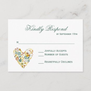 Autumn Boho Floral Heart Fall Wedding Rsvp Cards by WillowTreePrints at Zazzle