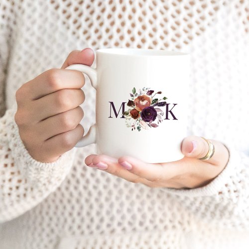 Autumn Boho Floral Monogrammed Coffee Mug