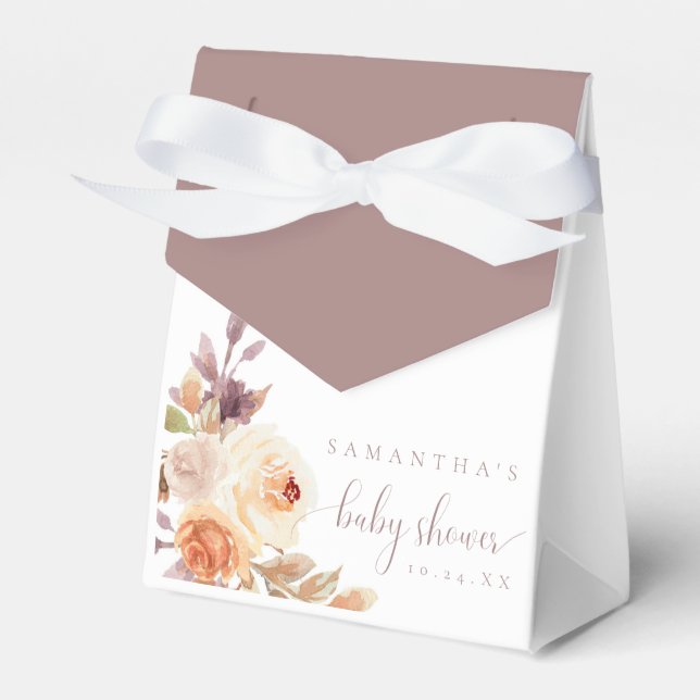 Autumn Boho Floral Rustic Baby Shower Favor Boxes (Front Side)