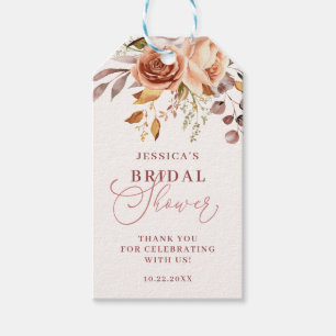 Autumn Boho Floral Thank You Bridal Shower Gift Tags