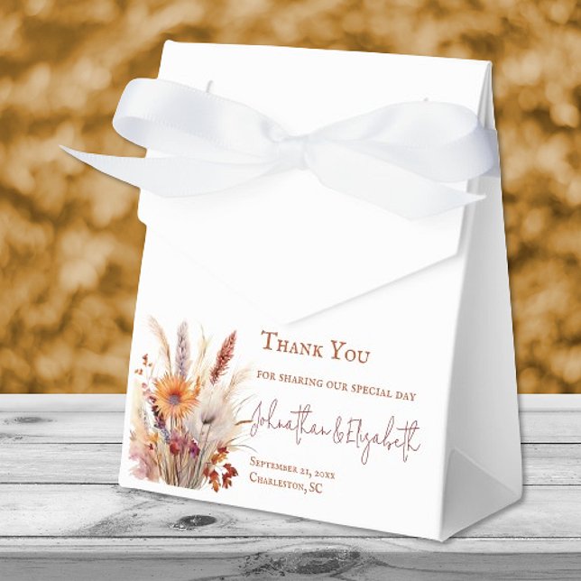 Autumn Boho Floral Wedding | White Favor Boxes (Autumn Boho Floral Wedding White Favor Boxes)