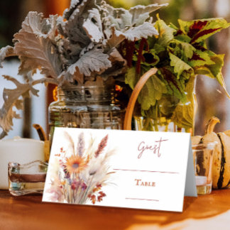 Autumn Boho Floral Wedding | White Place Card