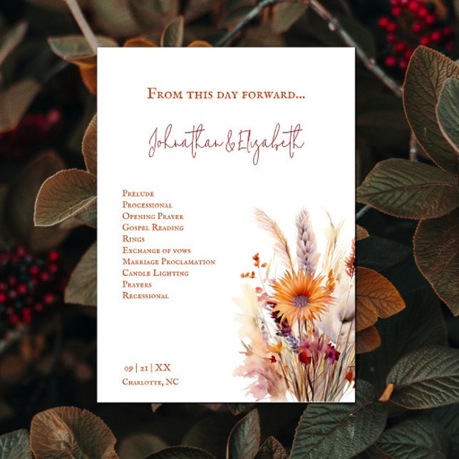 Autumn Boho Floral Wedding | White Program (Autumn Boho Floral White Wedding Program)