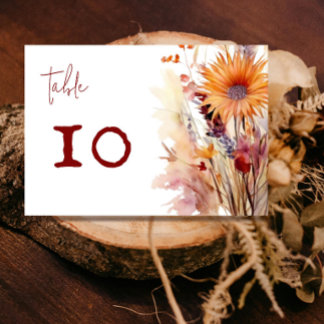 Autumn Boho Floral Wedding | White Table Number