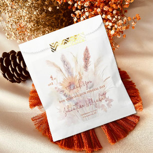 Autumn Boho Floral White Wedding Favor Bag