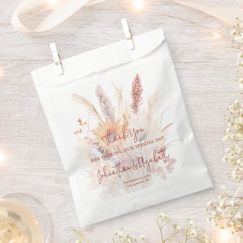 Autumn Boho Floral  White Wedding Favor Bag