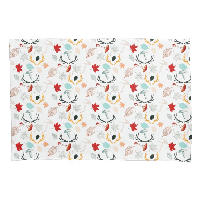 Autumn Boho Leaves Fall Forest Watercolor Pillow Case (Front)