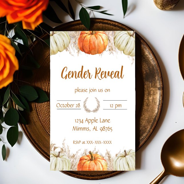 Autumn Boho Pampas Grass Gender Reveal Invitation (Creator Uploaded)