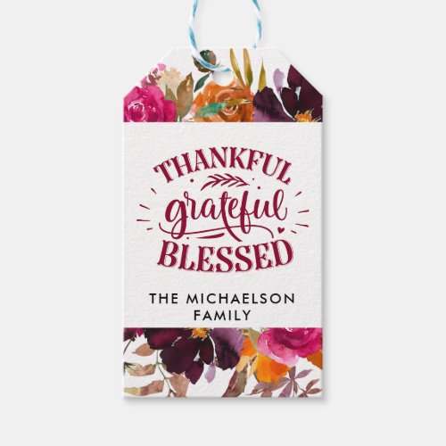 Autumn Boho Personalized Floral Gift Tags