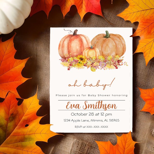Autumn Boho Pumpkin Gender Reveal Invitation (Creator Uploaded)