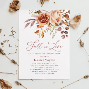 Autumn Boho Rose Flower Watercolor Bridal Shower I Invitation