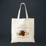 Autumn Boho Roses Elegant Bridesmaid Wedding Favor Tote Bag<br><div class="desc">These beautiful tote bags are a wonderful way to thank your bridesmaids for being part of your wedding party. They feature a lovely fall or autumn boho chic floral design with a cluster of hand painted watercolor roses and leaves in shades of rust orange, burnt umber, sienna, and peach. There...</div>