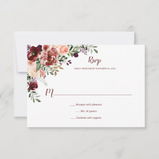 Autumn Boho Watercolor Floral RSVP Card
