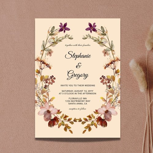 Autumn Boho Wildflower Wedding Invitation