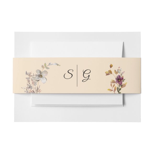 Autumn Boho Wildflower Wedding Invitation Belly Band (Front Example)