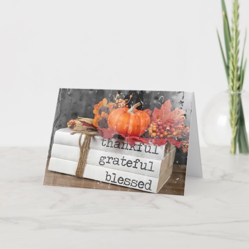 Autumn Books with Rain Birthday Card