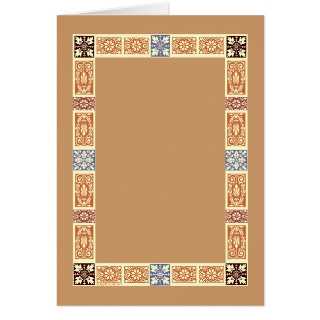Autumn Border Brown Blue Blank Art Card (Front)