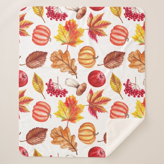 Autumn Botanic Seamless: Floral Elegance. Sherpa Blanket (Front)
