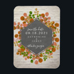 Autumn Botanical Brick Wedding Save The Date Magnet<br><div class="desc">An elegant rustic wedding save the date magnet featuring a botanical autumn fall foliage design with a black and white brick background.  Look for matching wedding invitations and other coordinating items at Jill's Paperie.</div>