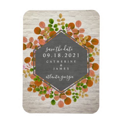 Autumn Botanical Brick Wedding Save The Date Magnet