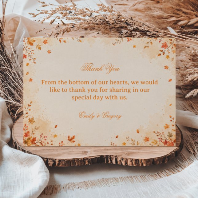Autumn Botanical Elegant Rustic Thank You Card (Creator Uploaded)