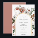 Autumn Botanical Floral Arch Frame Wedding Invitation<br><div class="desc">Elegant earthy Autumn botanical floral,  wedding invitation. Arch frame with golden accent and coordinating mauve rose color backing. Invitation features chic typography design style mix of calligraphy and bold type.</div>