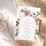 Autumn Botanical Floral Arch Frame Wedding Invitation<br><div class="desc">Elegant earthy Autumn botanical floral,  wedding invitation. Arch frame with golden accent and coordinating terracotta orange color backing. Invitation features chic typography design style mix of calligraphy and bold type.</div>