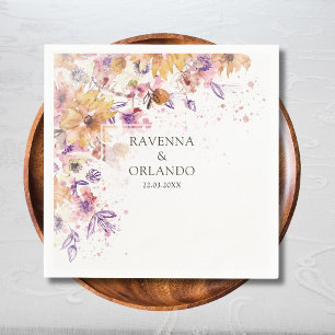 Autumn Botanical Floral Garden Romance Wedding Napkins