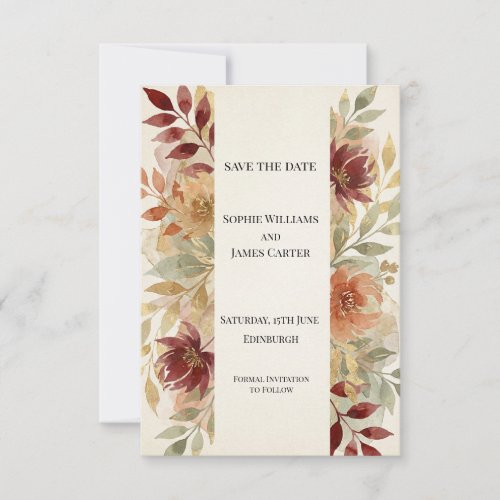 Autumn Botanical Floral Save The Date Card