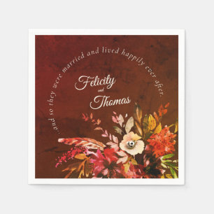 Autumn Botanical Happily Ever After Wedding Napkins