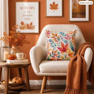 Autumn Botanical Leaves Decorative Throw Pillow