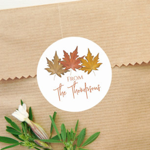 Autumn Botanical Leaves Fall Foliage Elegant Classic Round Sticker