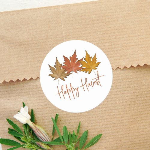 Autumn Botanical Leaves Fall Foliage Elegant Classic Round Sticker