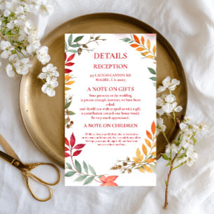 Autumn Botanical Leaves Information Enclosure Card