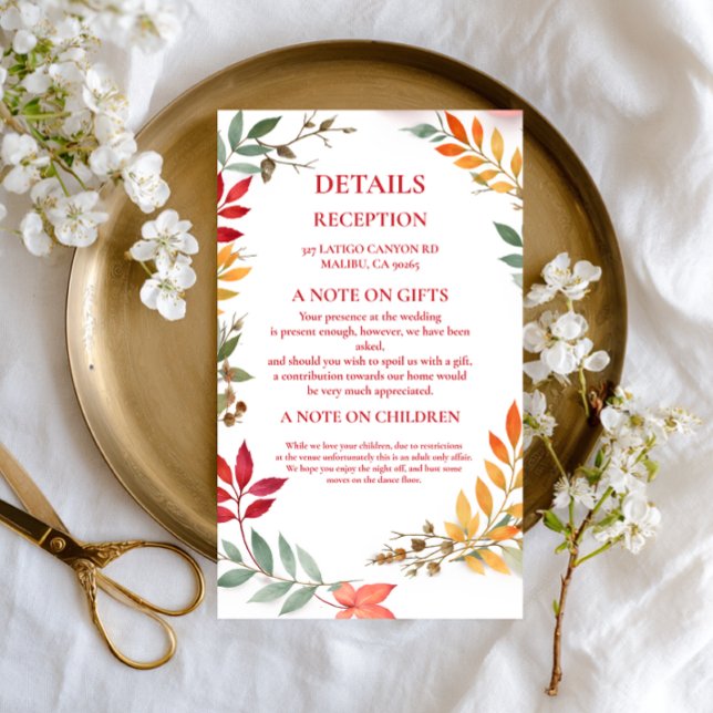 Autumn Botanical Leaves Information Enclosure Card (Creator Uploaded)