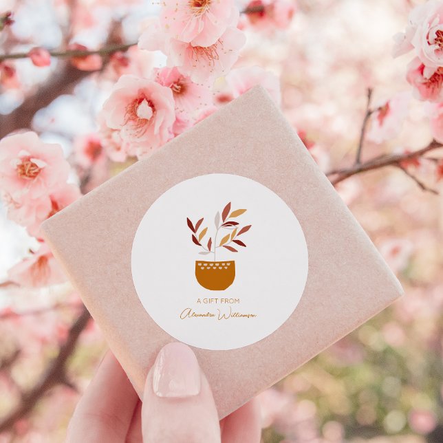 Autumn Botanical Plant Personalized Name Gift From Classic Round Sticker (Creator Uploaded)