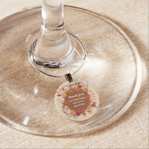 autumn botanical wedding stylish thank you wine charm