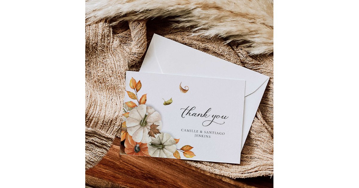 Autumn Botanical Wedding Thank You Card | Zazzle