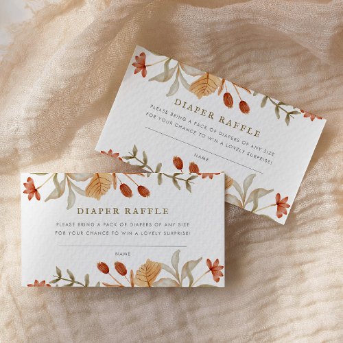 Autumn Botanical Whimsy Fall Diaper Raffle Enclosure Card