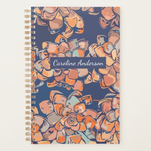 Autumn Botanicals Earthy Neutral Navy Personalized Planner