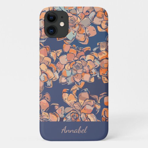 Autumn Botanicals in Earthy Neutrals and Navy iPhone 11 Case
