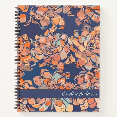 Autumn Botanicals in Earthy Neutrals and Navy Name Notebook