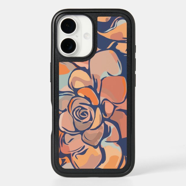 Autumn Botanicals in Earthy Neutrals and Navy Otterbox iPhone Case (Back)