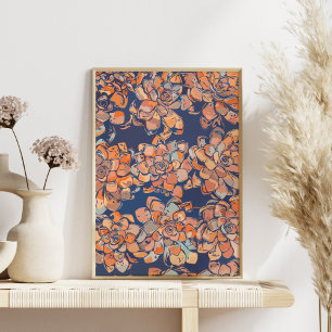 Autumn Botanicals in Earthy Neutrals and Navy Poster