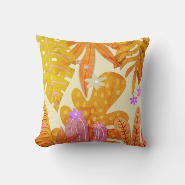 Autumn Botanicals Throw Pillow (Front)