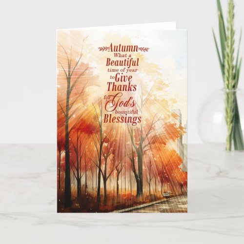 Autumn Bountiful Blessings Christian Thanksgiving Holiday Card