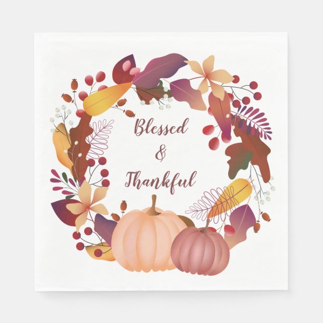 Autumn Bounty Blessed Thanksgiving Napkins (Front)