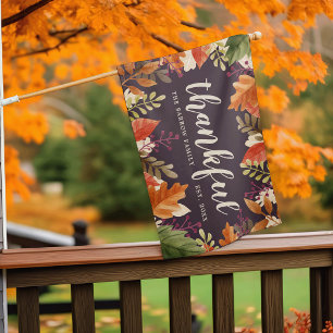 Autumn Bounty   Fall Leaves Thanksgiving House Flag