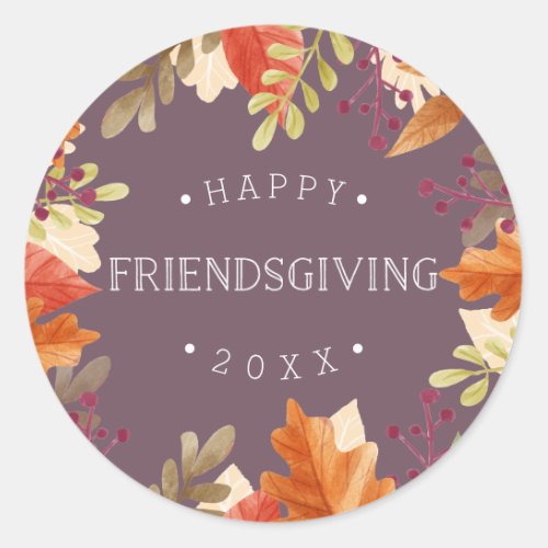Autumn Bounty  Happy Friendsgiving Classic Round Sticker